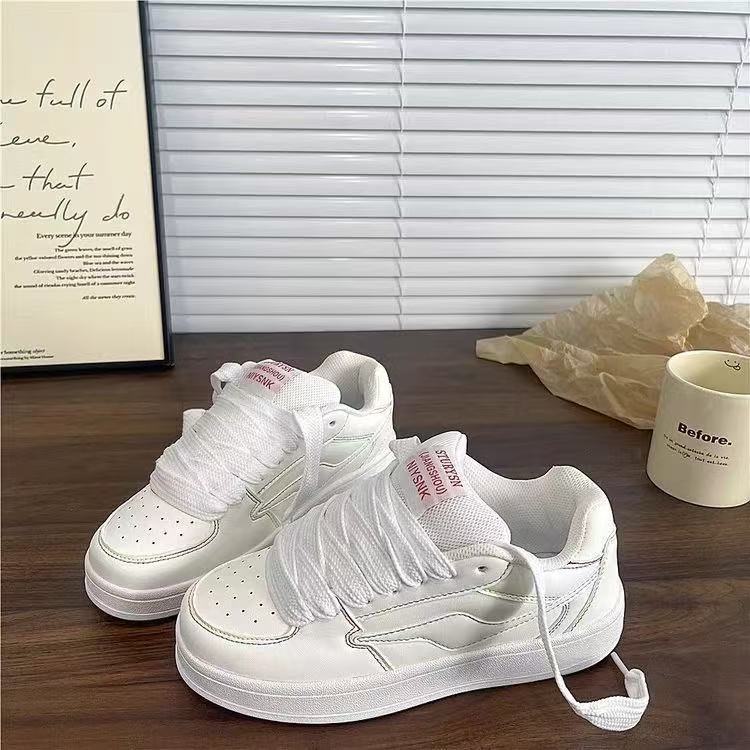 Milky White Bread Shoes Niche Women's Trend Summer Student Versatile Casual Board Shoes