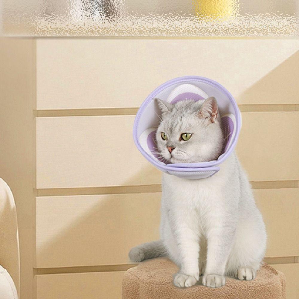 Cartoon Pet Elizabeth Circle Flower Printing 3D Cat Dog Grooming Cover Anti-Scratch Adjustable Dog Recovery Collar