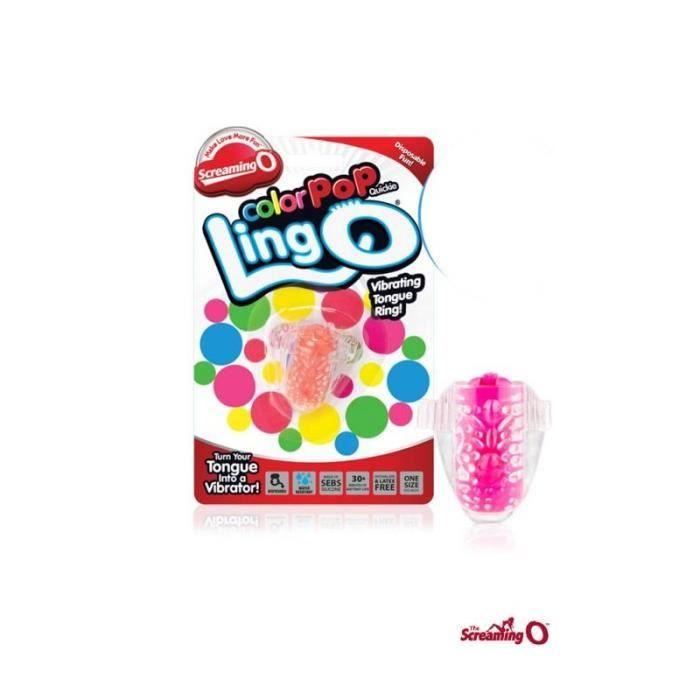 Anneau langue vibrant - SCREAMING O - LINGO O color pop quickie - Jetable - Silicone - Rose