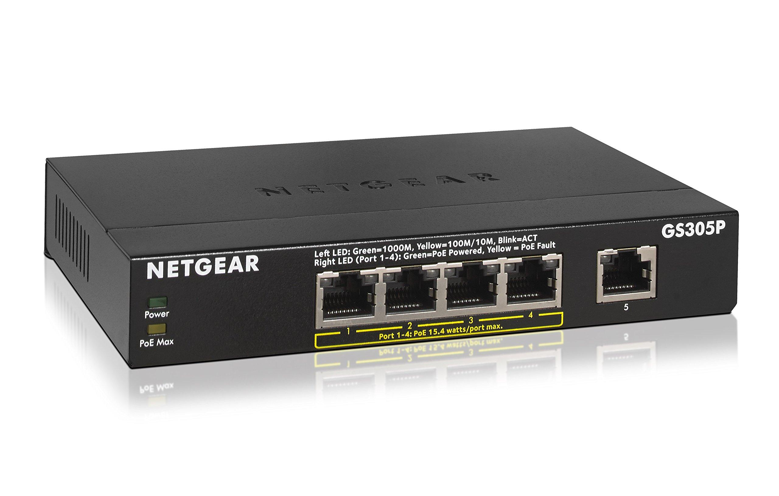 

знято з виробництва Настільний компактний некерований комутатор NETGEAR GS305P Гігабітний 5-портовий 4-портовий безшумний дизайн безвентиляторного енергозбереження 3 роки гарантії