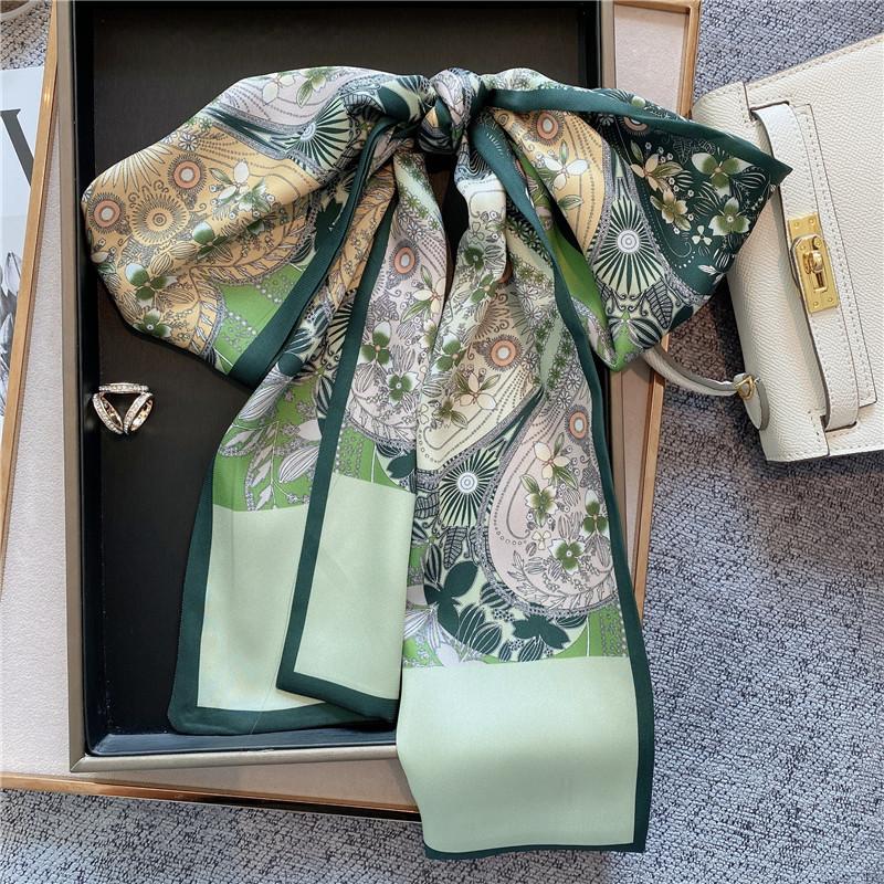 Print Skinny Satin Silk Scarf for Women 15*145cm Hair Bands Neck Tie Belt Headband Lady Wraps Foulard Headkerchief Bandana