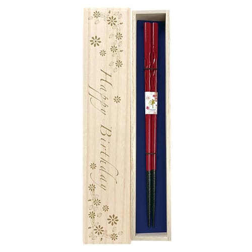

Chopsticks [Dishwasher Safe, Dye-Bun Carving, Red] Unisex Size, Dishwasher Safe, Comes with Designed Paulownia Wood Box and Gift Wrapping, Birthday Gi