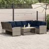 Garden Sofa with Cushions Gray Poly Rattan