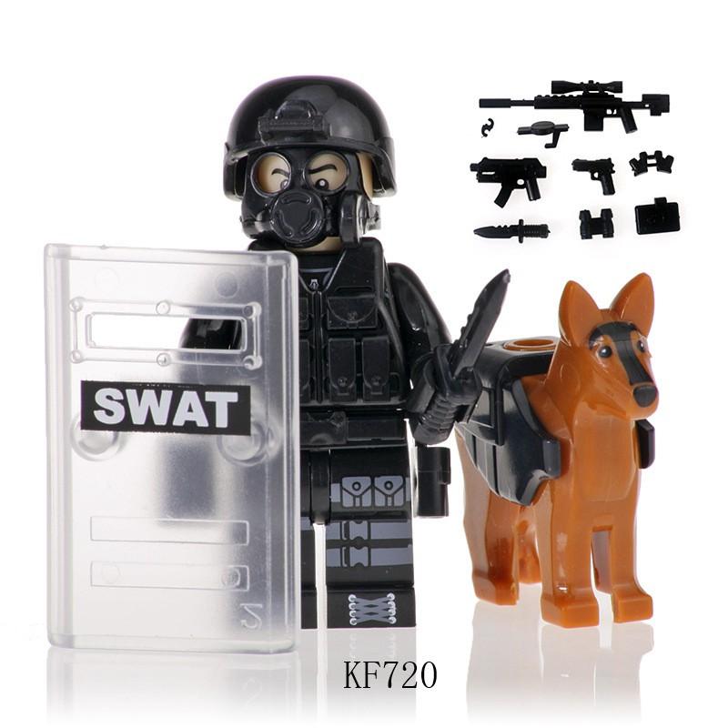 Compatible Military Special Forces Soldiers Police Minifigures Weapons Model Building Blocks Ww2 Kids Toys Gifts