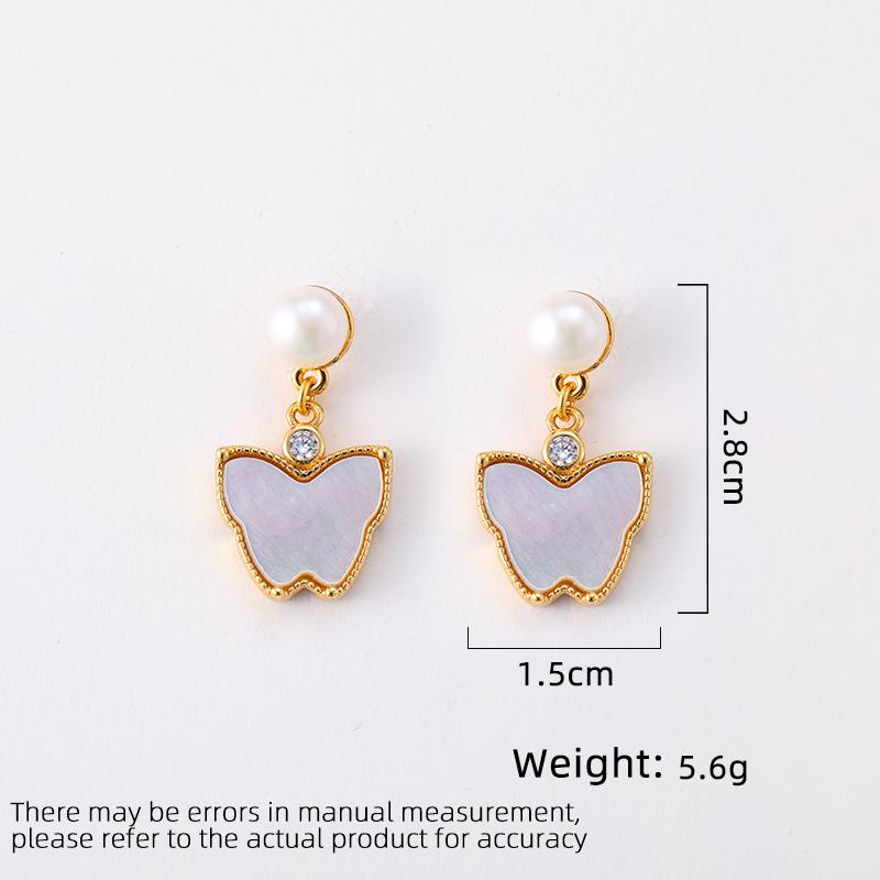 Women's Light Luxury Design Elegant Imitation Pearl Butterfly Earrings Fashionable And Versatile Niche Design Earrings