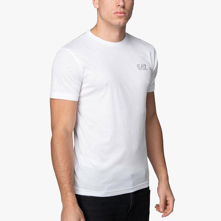 Emporio Armani EA7 Letter Logo Casual Round Neck Short Sleeve T-Shirt Men Tops White 8NPT51-PJM9Z-0100