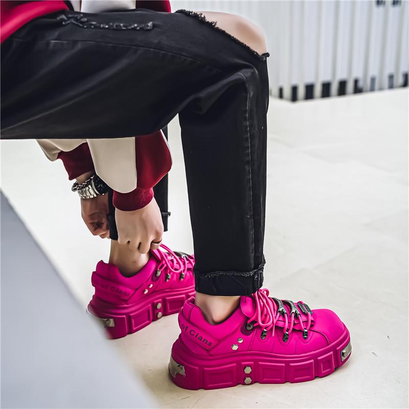 Men's Leather Shoes Metal Sponge Shoes Thick Soled Punk Shoes Trendy Brand Men's Shoes Plus Size Work Shoes Youth Clunky Sneaker