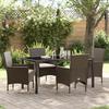 5-Piece Garden Dining Set with Brown Poly Rattan Cushions 3379782
