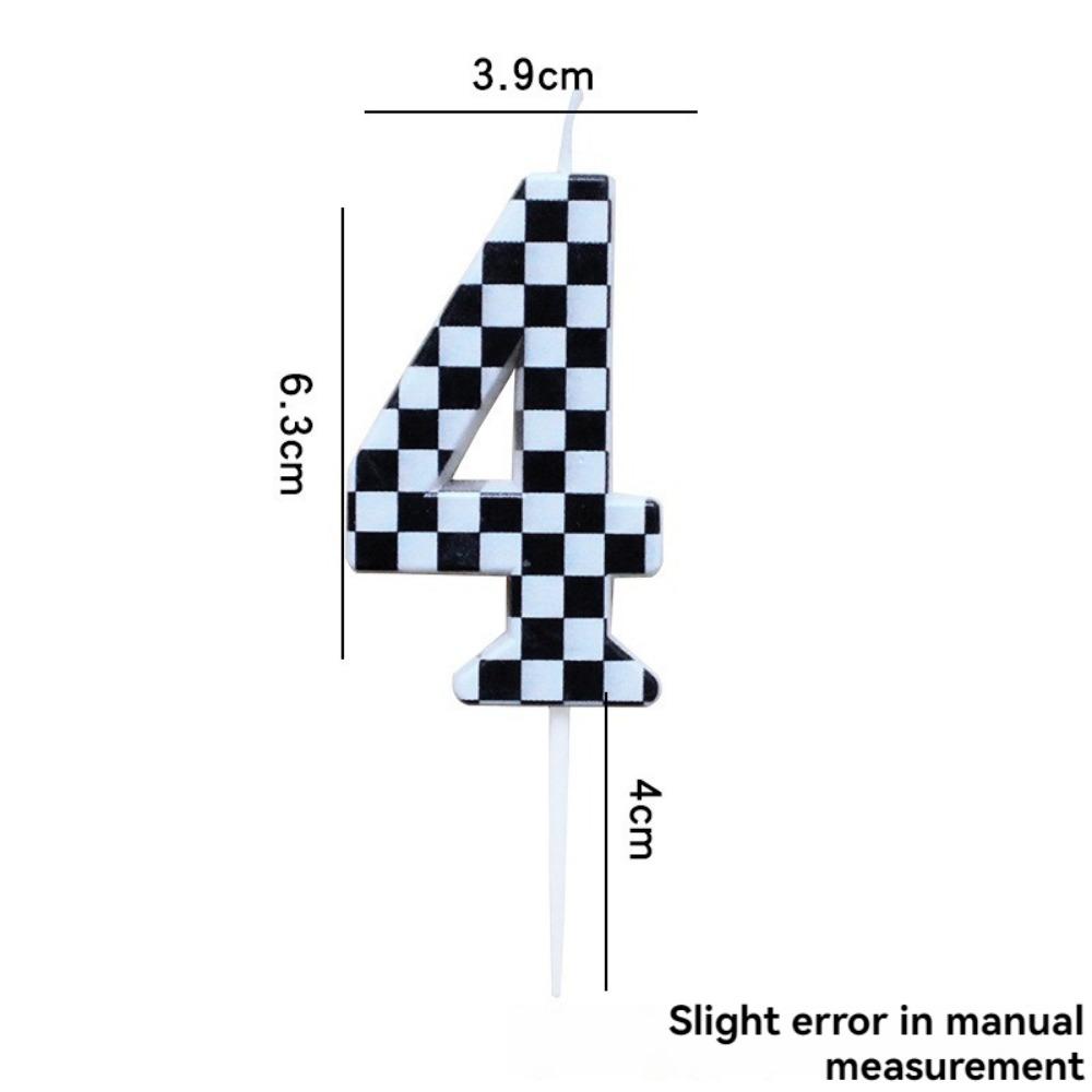 1/6/12/13 Pcs Racing Cars Themed Birthday Candles Black and White Race Number Checkered Candle Cake Topper for Racing Car Party