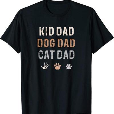 New Limited Funny Kid Dog Cat Dad T Shirt Fur Papa Parent Father S