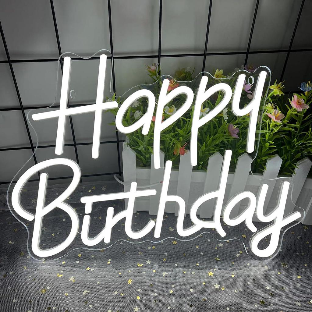 Neon Happy Birthday Luminous Wall Sign for Party or Bedroom Decor
