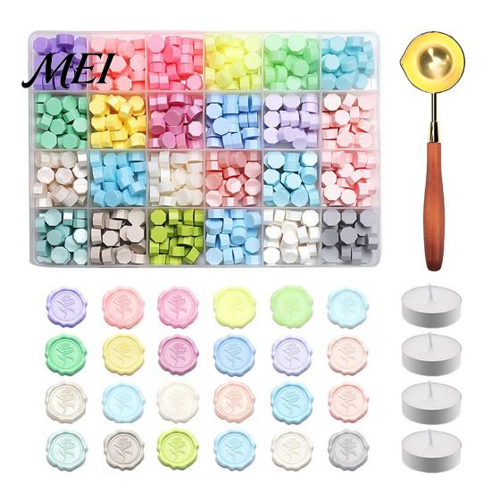Wax Melting Spoon Seal Kit, with Beads And Candles Set, Artistic Set Stamp for DIY Crafting Wedding Invitations Tool