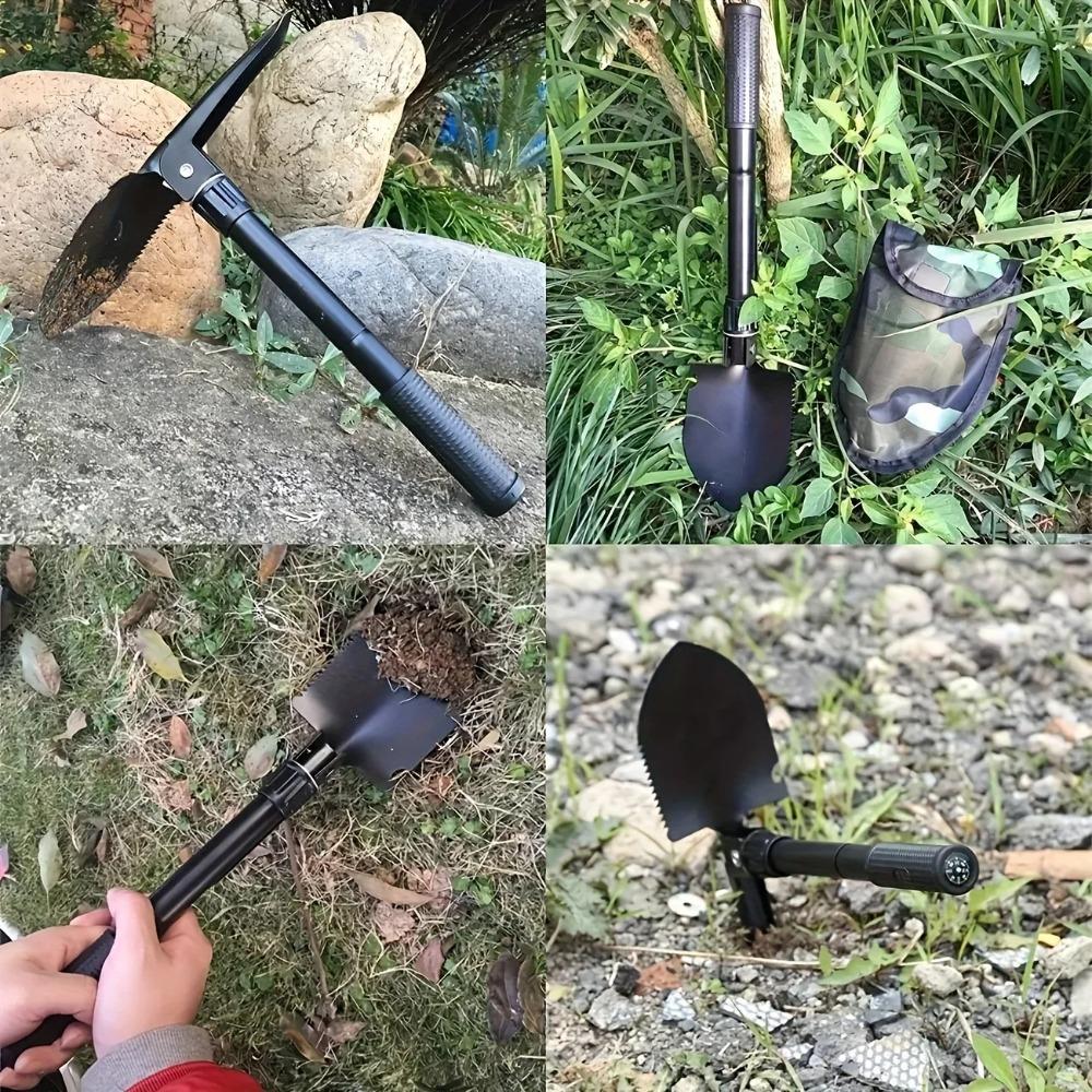 Damaly,4-in-1 Multifunctional Folding Shovel For Outdoor Survival And Camping, Durable Stainless Steel Shovel With Saw