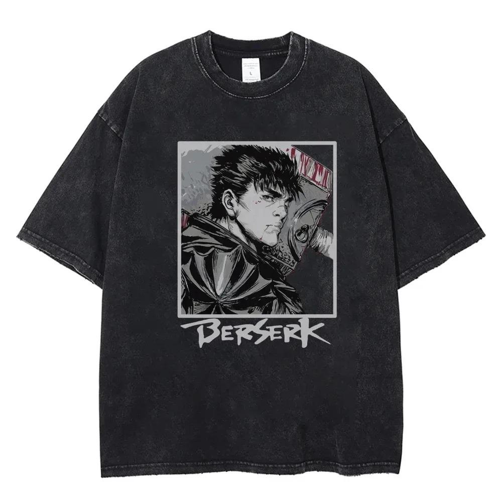 Casual Harajuku Vintage Hip Hop Clothing  Anime Berserk Griffith T Shirts Washed Manga Graphic Oversized Y2k TShirts Unisex