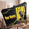 Kylian Mbappe Personalized Fleece Blanket With Football Logo, Custom Name Text Soft Warm Home Throw Blanket