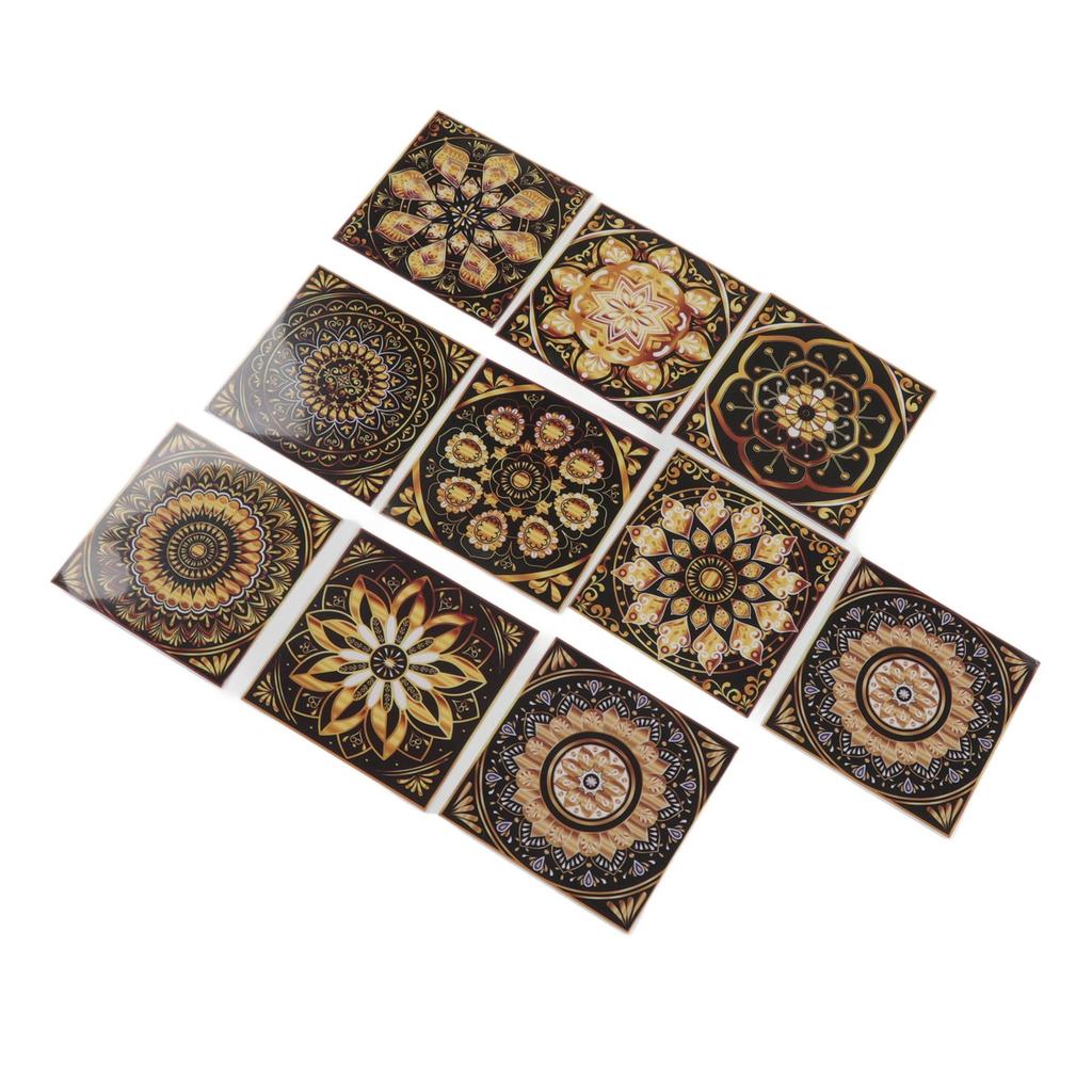 10pcs Tile Sticker Waterproof Clear Pattern Self Adhesive Wall Decals for Hotel Bedroom Kitchen