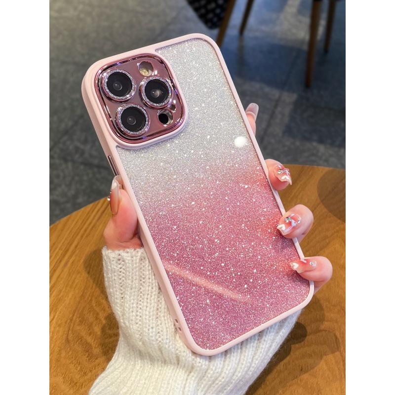 Glitter Gradient Lens Protector Case for iPhone 12 & 16 Pro Max