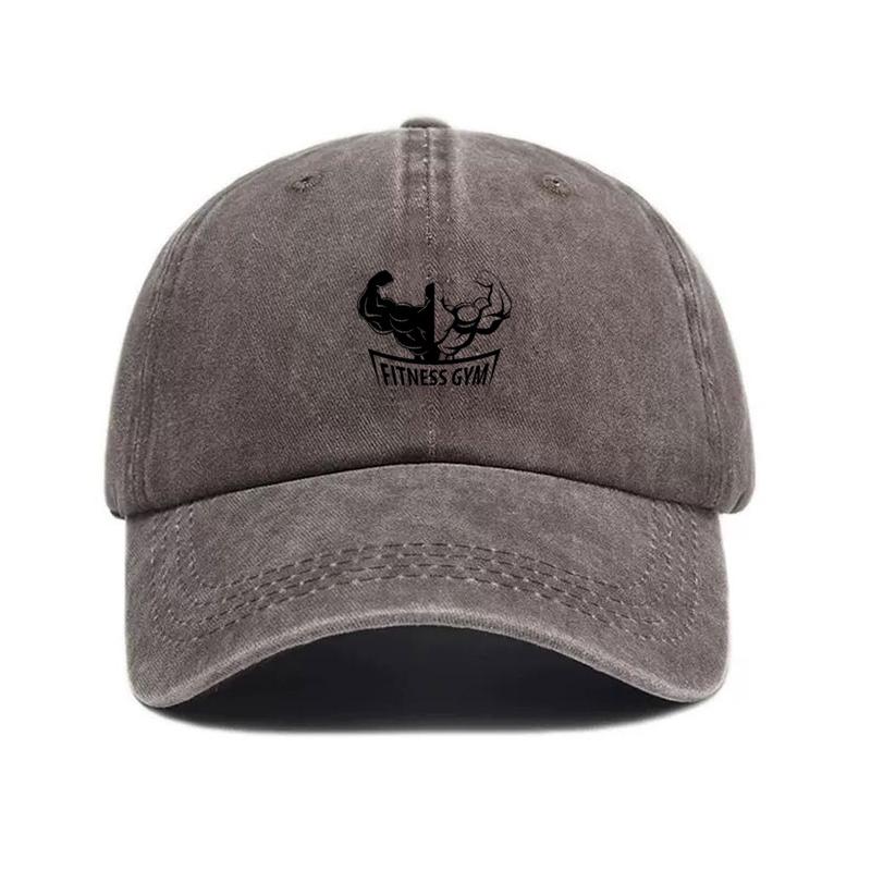 

Bodybuilding Vintage Washed Cotton Baseball Cap Adjustable Distressed Trucker Hat for Men Gym Workout Cotton Cap Breathable Hats темно-сірий колір