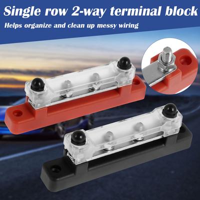 150A 48V M6 Bus Bar Terminal Battery Power Distribution Block with Cover 4Way Terminal Block Positive Negative for Boat RV Truck