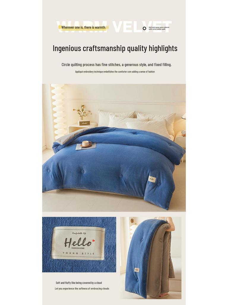 Edredón de Forro Polar de Doble Cara de Terciopelo de Leche - Grueso, Cálido, Edredón de Forro Polar Coral para Todas las Estaciones para Dormitorio