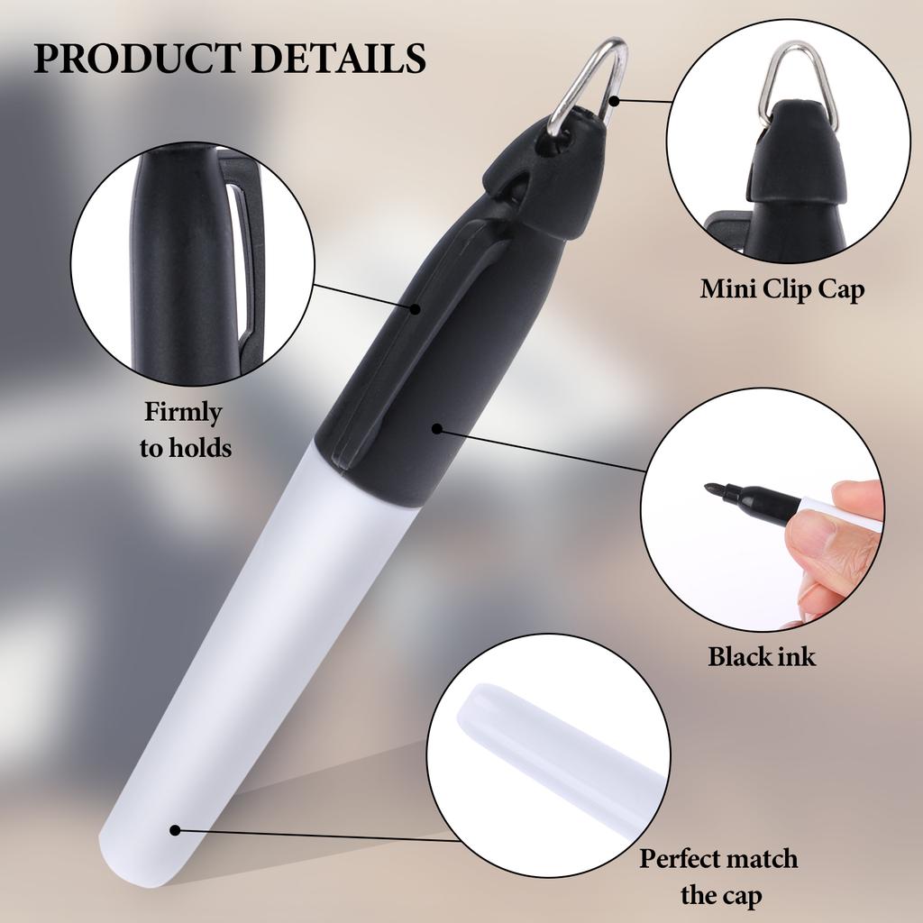 50 Pcs Mini Permanent Markers with Cap Clips Golf Ball Marker Pen Dry Erase Mark