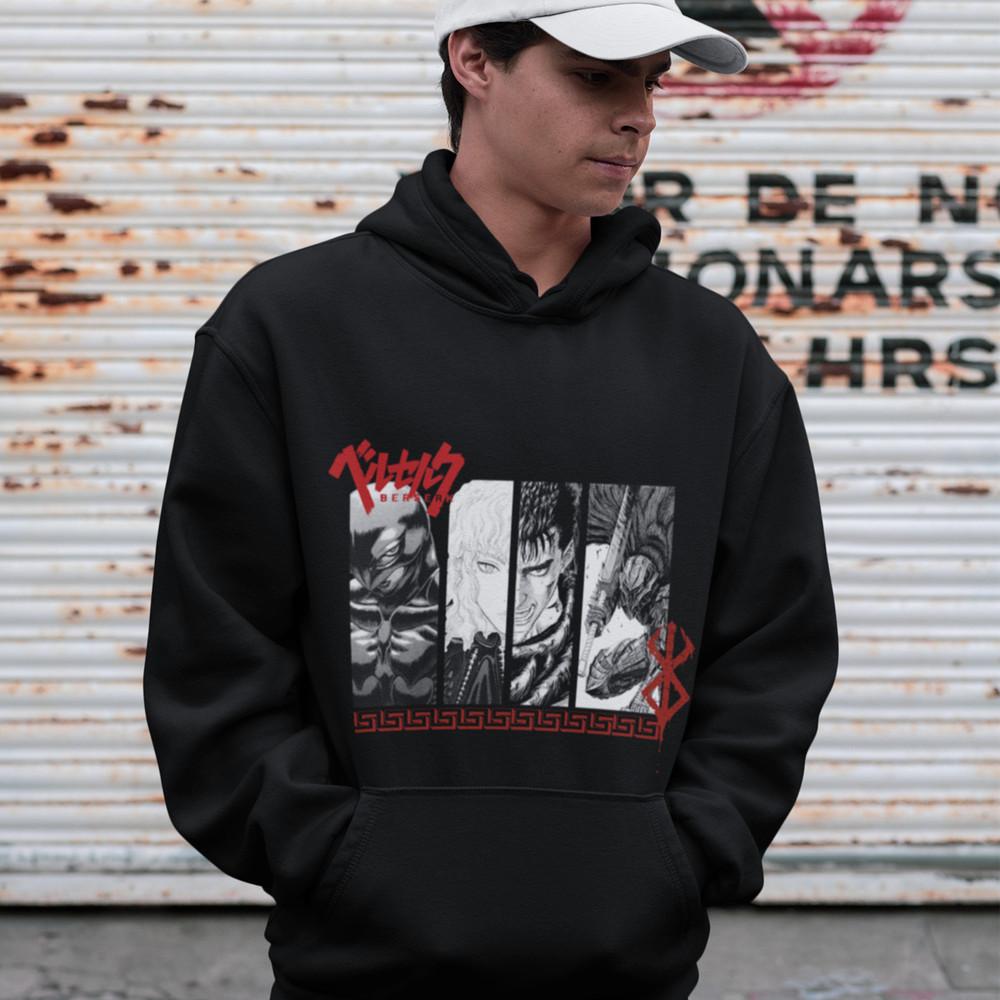 

Berserk Guts Griffith Horror Anime hoodie black and white size S to 5XL XL