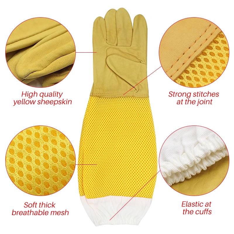 Beekeeper Gloves Protective Sleeves Ventilated Professional Anti Bee for Apiculture Beekeeper Prevent Beehive Tools