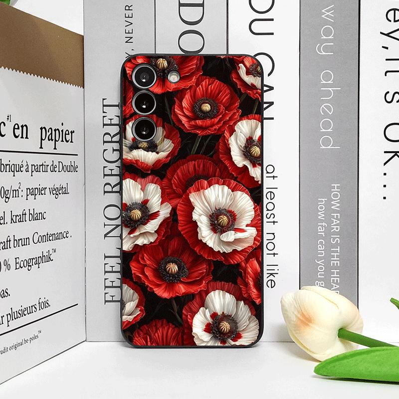 Retro Mohnblüte Blüte Heißes Rotes Bedrucktes Handyhülle für Samsung Galaxy A56 A14 A55 A16 A54 A36 A53 A52 A51 A22 Florale Weiche Hülle