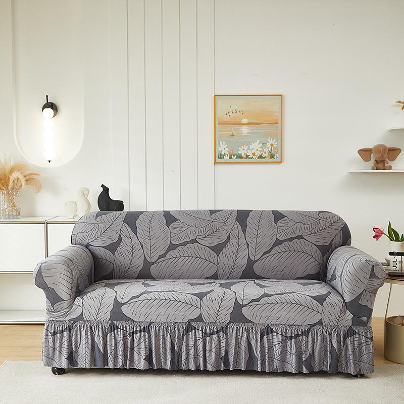 1pc Stretch Sofa Slipcover Non-slip Sofa Cover With Skirt Geometry Couch Cover for Bedroom Office Living Room Home Decor
