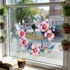 Spring Flower Wreath Window Cling Tulip/Sunflower/Rose Flower Static PVC Sticker Removable Glass Decals for Home Office Shop