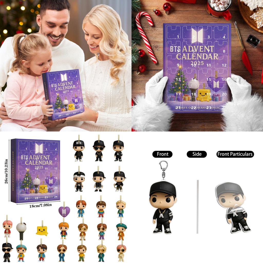 Bts Christmas Advent Calendar With Acrylic Keychain Ornaments For Holiday Gift Giving
