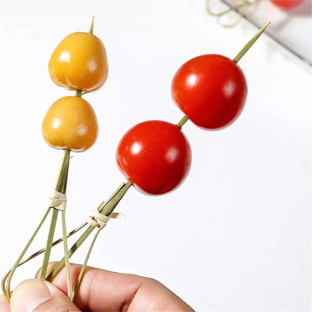 12cm Praktische Einweg-Bambusgabeln Party-Buffet Fruchtspieße Desserts Cocktail-Dekoration Hochzeitsfeier-Zubehör 100 Stück