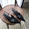 Fashion SUOJIALUN Spring New Women Pointed Toe Sandal Shoes Fashion Shallow Slip On Ladies Elegant Slingback Shoes Thin Low Heel Pumps