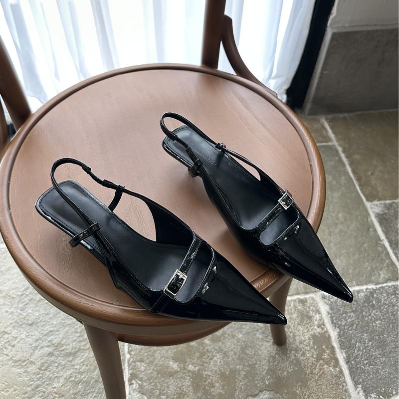 

Fashion SUOJIALUN Spring New Women Pointed Toe Sandal Shoes Fashion Shallow Slip On Ladies Elegant Slingback Shoes Thin Low Heel Pumps 39 чёрный
