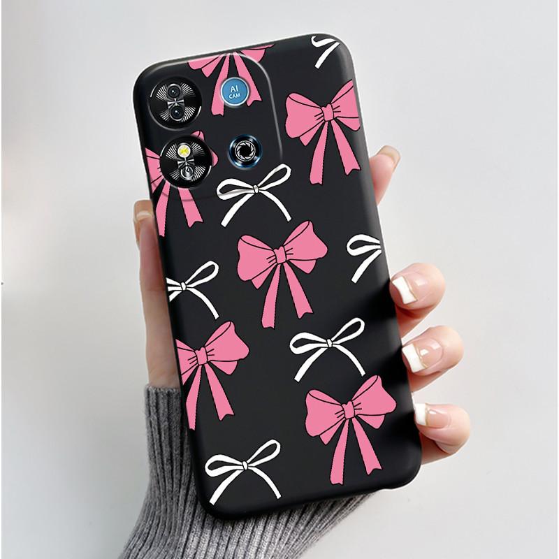 For Oukitel C57S C57 Pro Plus Ultra Case BLU J12 Back Cover Cute Love Heart Rabbit Black TPU Soft Silicone Protective Phone Case