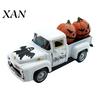 Pick-up Truck Alloy Figurine Halloween Figurine, Holding Pumpkin Vintage Car Statue, Miniature Model Vehicle Ornament for Holiday Party Table