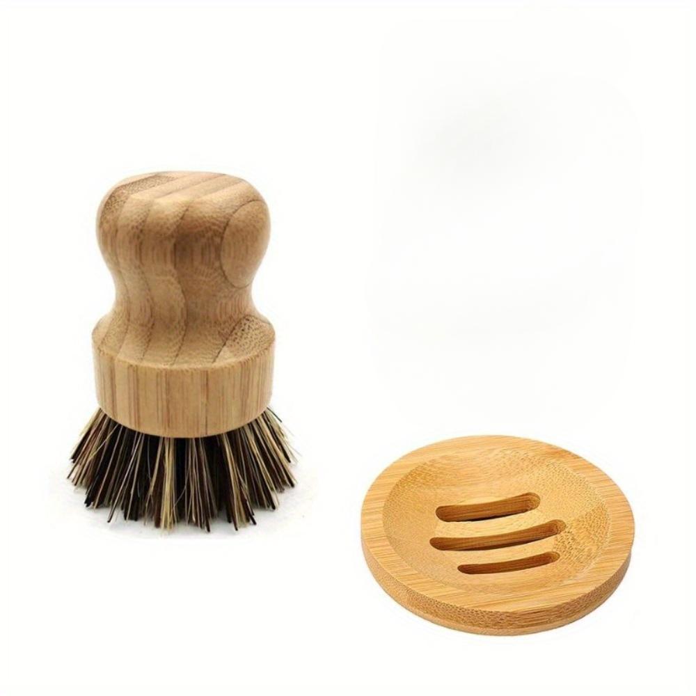 2 Teile/satz Bambus Geschirrbürste Seifenschale Küche Holz Geschirrbürste Reinigungsbürste zum Waschen von Geschirr Gusseisen Pfanne Topf