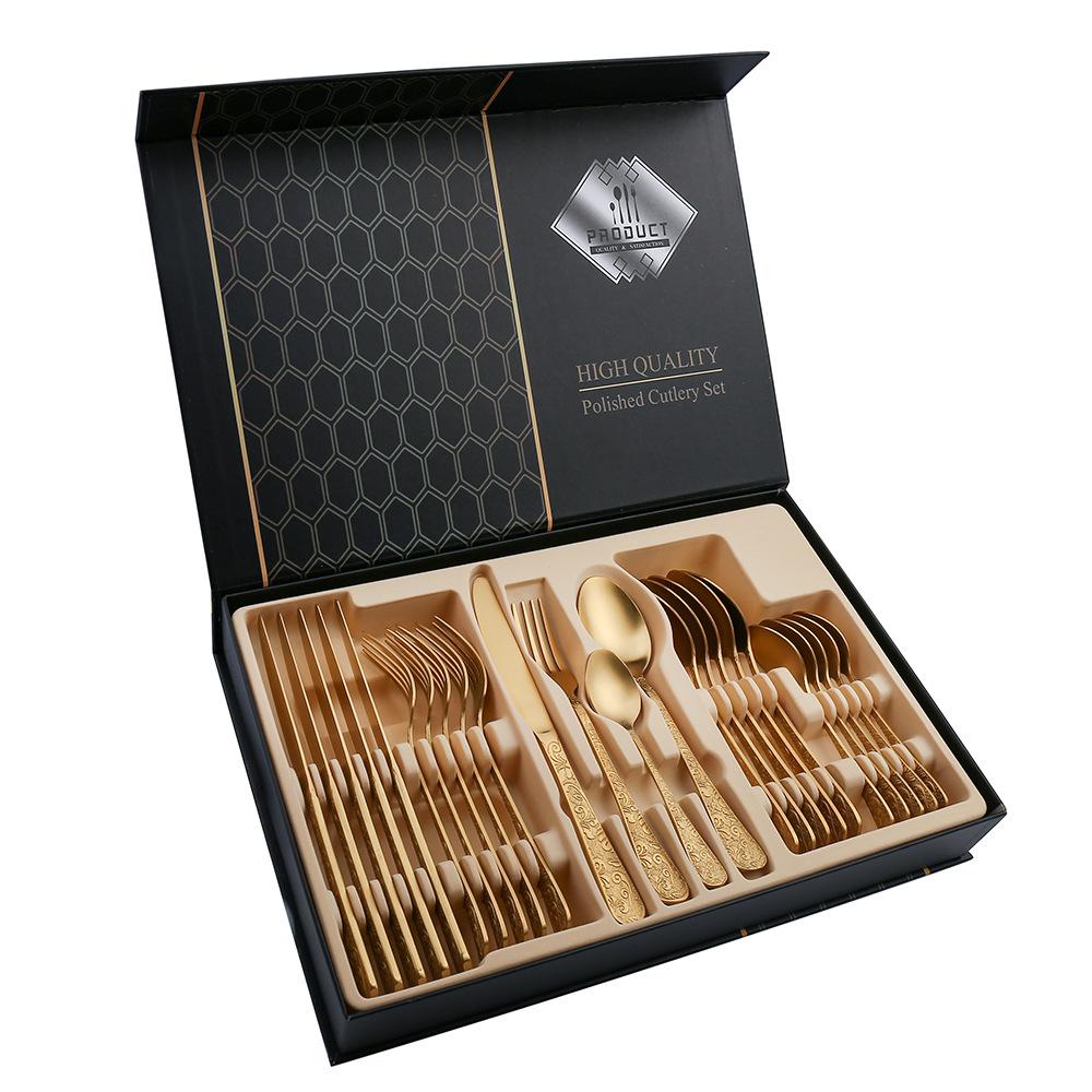 HANYANG Edelstahlgeschirr, Familienhotelzubehör, Steakmesser, Gabel und Löffel-Set, Geschirr im westlichen Stil