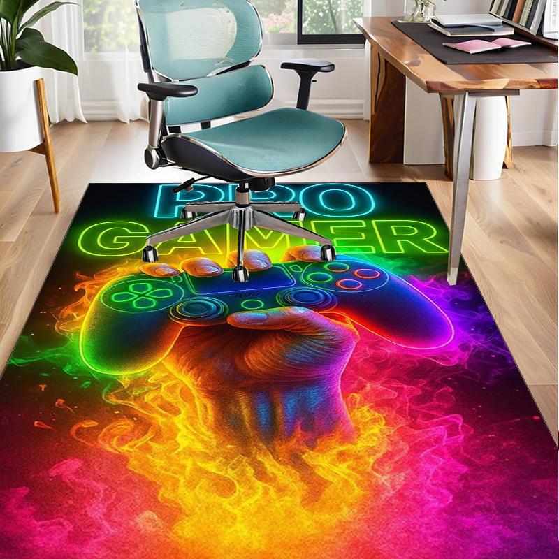 Neon Game Over Kunst Büro Teppich Stuhlunterlage, Spielteppich, Geeignet für Eingangsbereich, Schlafzimmer, Wohnzimmer, Schreibtisch, Weihnachtsgeschenk