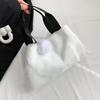 2025 autumn and winter plush cute girl shell bag solid color handbag ins versatile fashion shoulder bag messenger bag