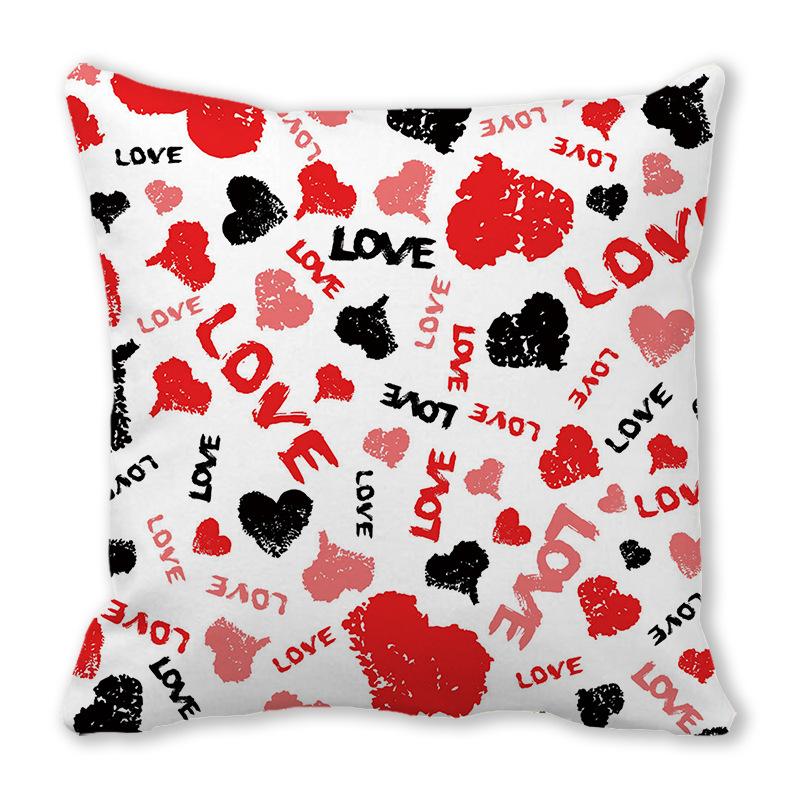 Home Decor Valentine's Day Love Patterns Pillow Covers Pattern Cushion Cover Suitable for Sofa Bedroom Car Pillow Cover