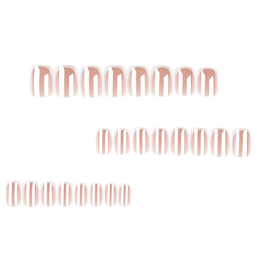 Shiny European & American Nude French White Edge Wearable Nail Art Tips