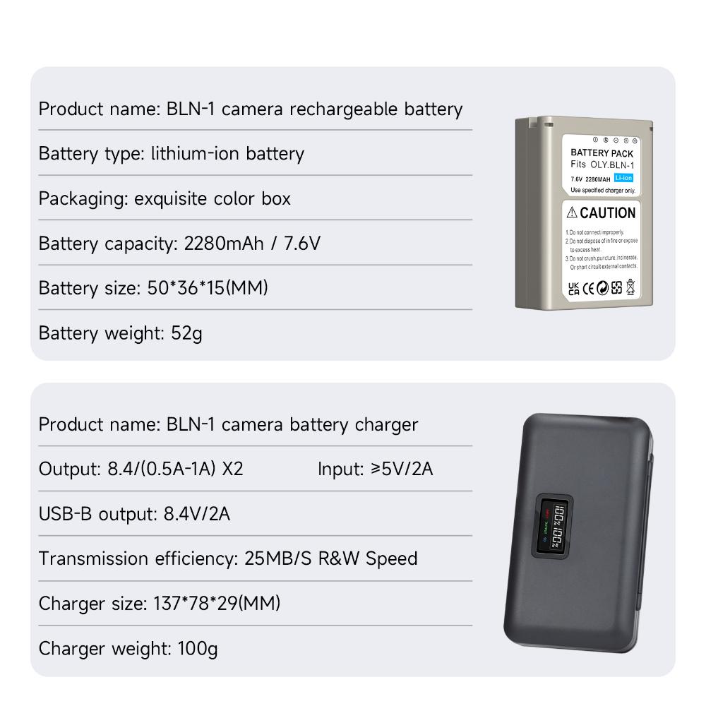 2280mAh BLN-1 BLN 1 PS-BLN1 Camera Battery + Multi-Function Charger Battery Storage Box for Olympus OM-D E-M1 E-M5 Mark II PEN-F E-P5 EM1 EM5 PENF EP5
