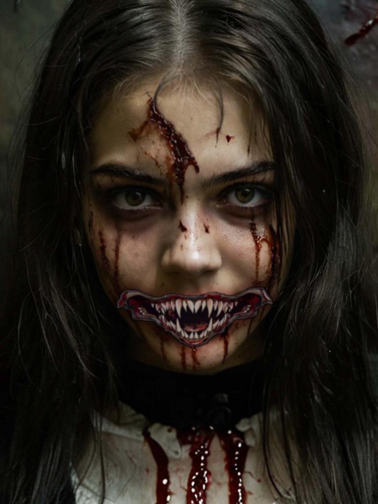 Body Art Colorful Halloween Horror Big Mouth Face Terrifying Pranking Tattoo Sticker Funny Makeup Party Waterproof Color Sticker