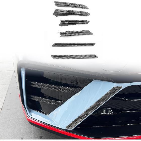 

Car Front Bumper Cover Trim,Front Bumper Side Frame Cover Compatible with Hyundai Elantra N, N-Line 2024-2025 Accessories (Glossy Red Style) Carbon Fiber Style