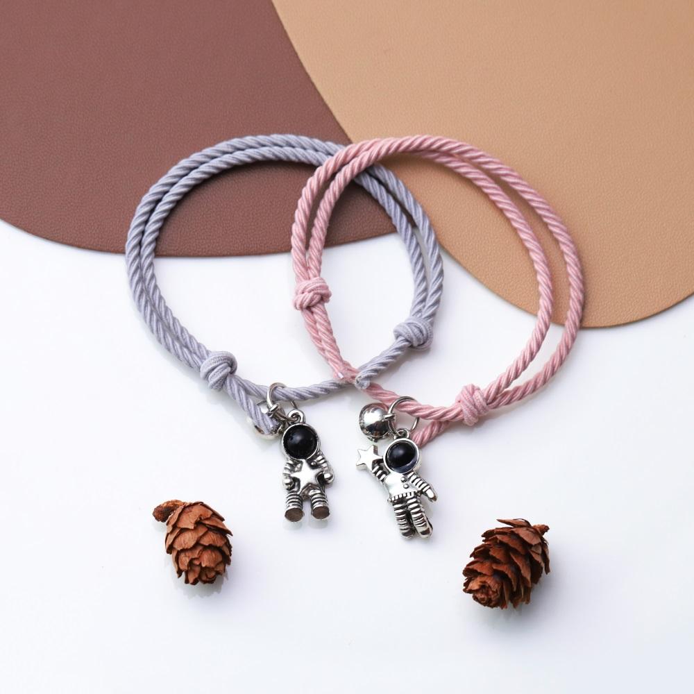 Band Couple Bracelet Magnet Paired Rubber for Lovers Distance Bracelet Women Men Braided String Bracelet Friendship Jewelry Gift