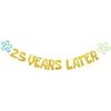 25 Years Later Banner,Happy 25th Birthday Gold Glitter Party Supplies 25th Anniversary Party Decortions (Blue)