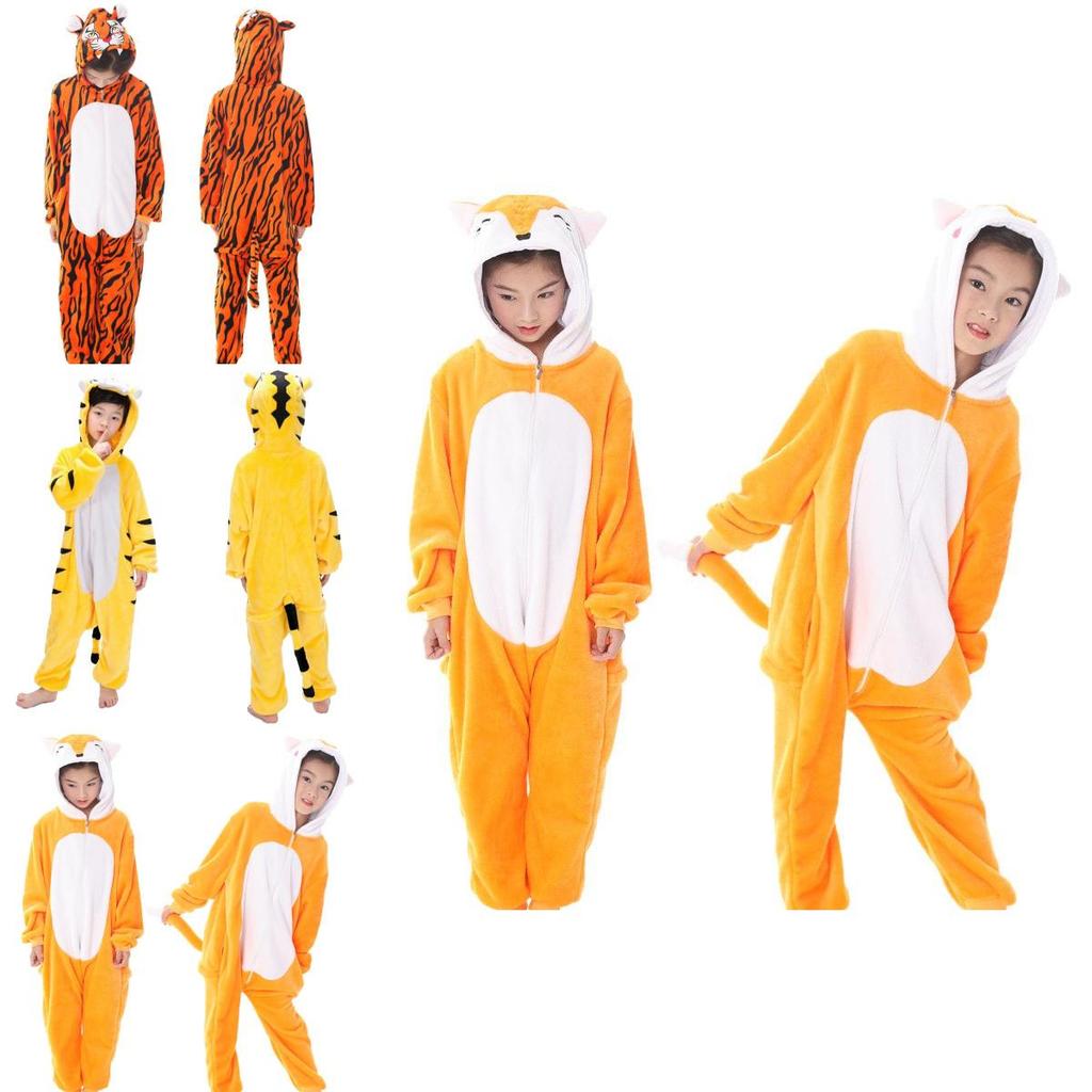 Entzückender Tier-Flanellpyjama für Kinder mit gemütlichem Onesie-Schlafanzug mit Taschen