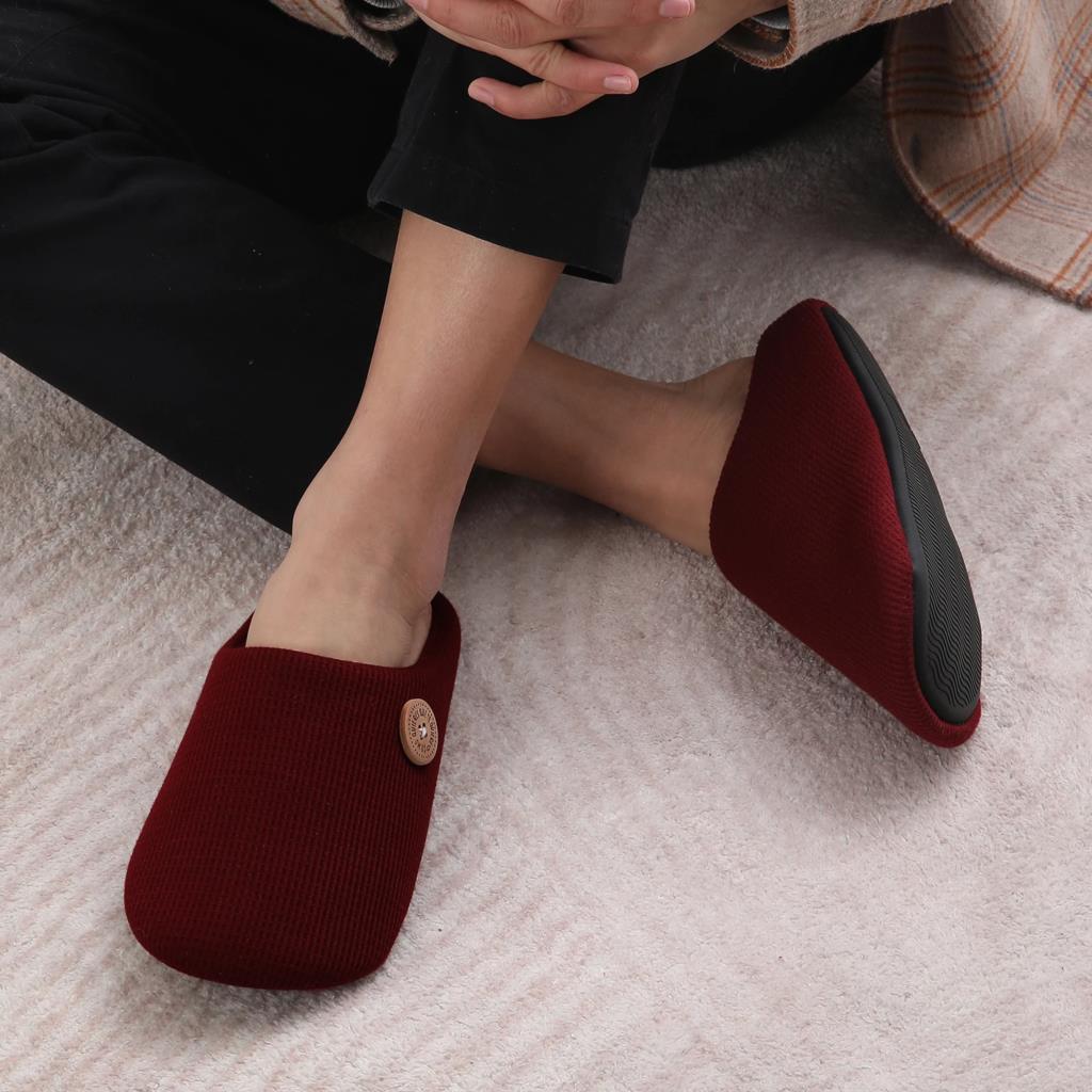 Fashion Litfun Winter House Slippers For Women  Anti-Slip Fluffy Warm Slippers Men Memory Foam Cotton Slippers With Durable Rubber Sole