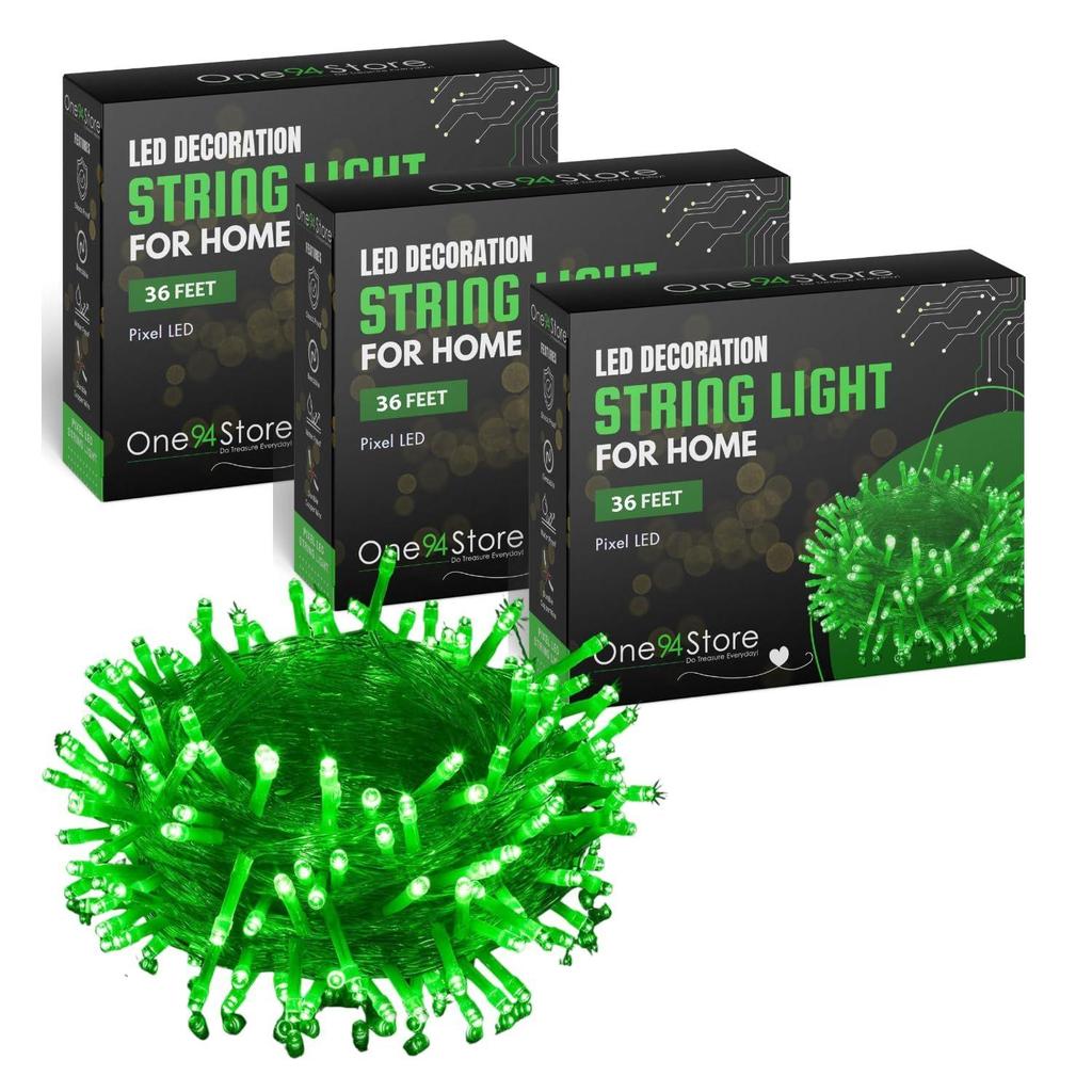 36 Ft Green LED Pixel String Lights Copper Wire Decorative Fairy Lights , Christmas, Wedding, Party, Indoor & Outdoor Home Décor Pack of 3